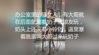 办公室里的骚女人，有大哥就在后面就漏着奶子陪狼友玩，奶头上还夹着小铃铛，逼里塞着跳蛋叫大哥过来玩奶子